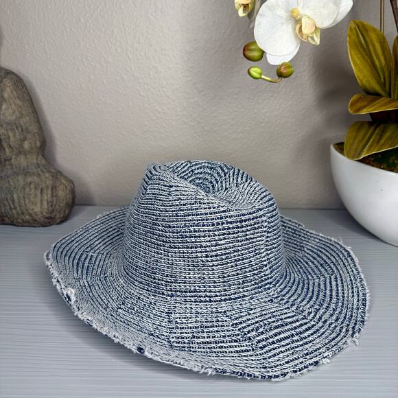 Free People hat woven boho beach dipped crown wide brim cowboy distressed - Picture 2 of 5